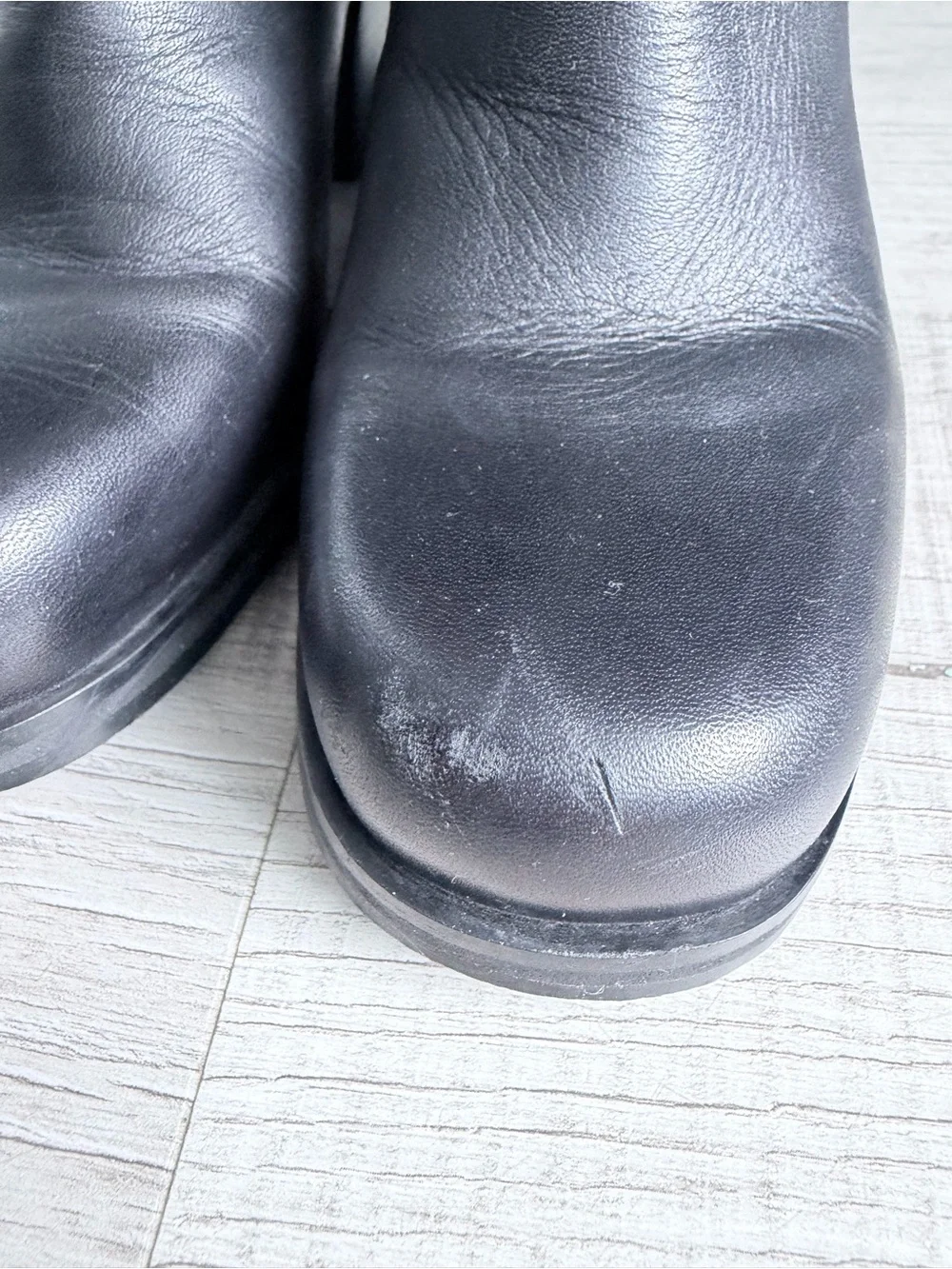 Nine West Black Leather Chelsea Block Heel Ankle Boots